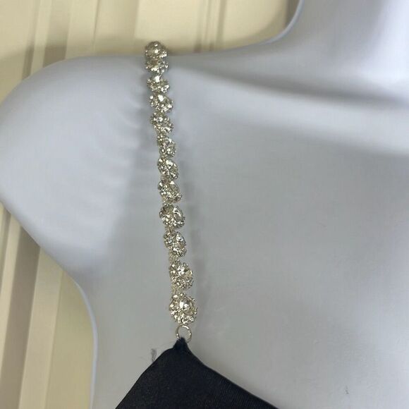 Meshki Black Arianna Mini Bodycon Dress Medium Rhinestone Straps Cut Outs Sexy - Picture 4 of 13